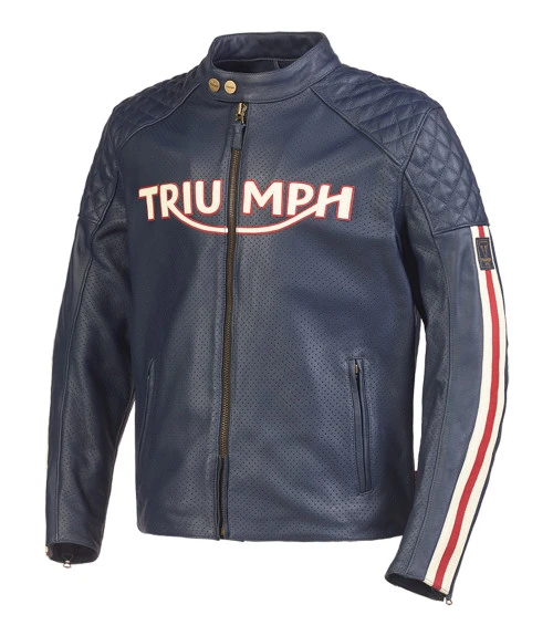 TRIUMPH BRADDAN AIR RACE LEATHER JACKET BLUE 3 TRIUMPH BRADDAN AIR RACE LEATHER JACKET BLUE