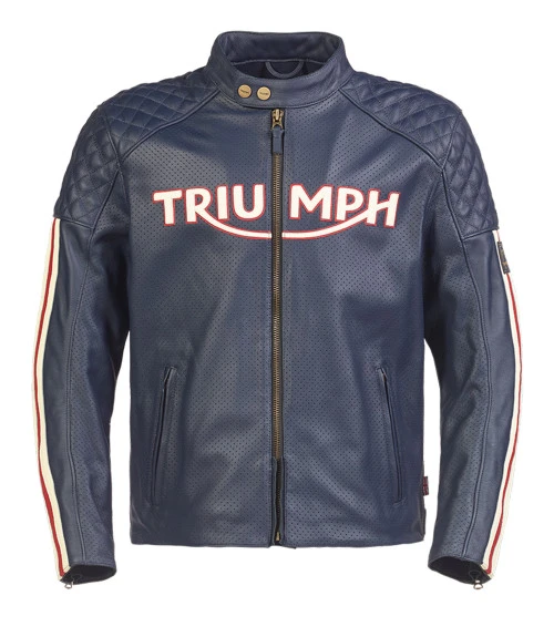 TRIUMPH BRADDAN AIR RACE LEATHER JACKET BLUE 4 TRIUMPH BRADDAN AIR RACE LEATHER JACKET BLUE - Image 2