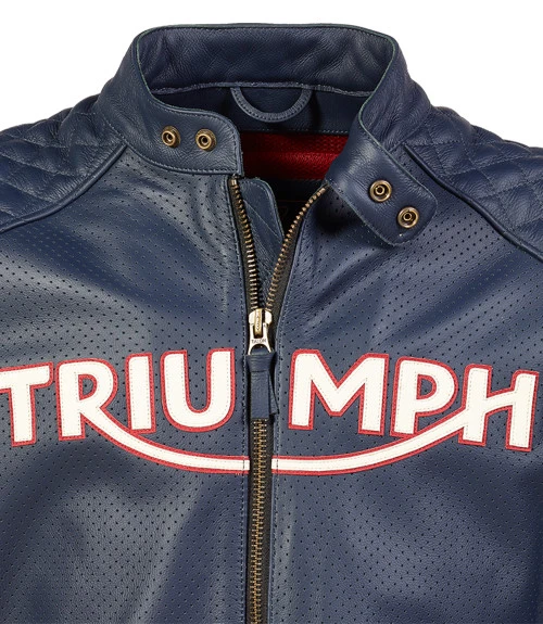 TRIUMPH BRADDAN AIR RACE LEATHER JACKET BLUE 9 TRIUMPH BRADDAN AIR RACE LEATHER JACKET BLUE - Image 7