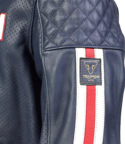 TRIUMPH BRADDAN AIR RACE LEATHER JACKET BLUE 10 TRIUMPH BRADDAN AIR RACE LEATHER JACKET BLUE - Image 8