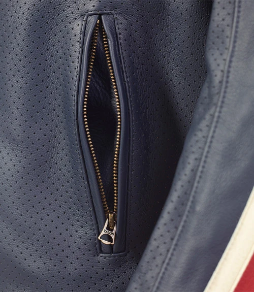 TRIUMPH BRADDAN AIR RACE LEATHER JACKET BLUE 8 TRIUMPH BRADDAN AIR RACE LEATHER JACKET BLUE - Image 6