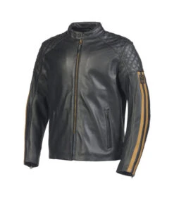 TRIUMPH BRADDAN SPORT LEATHER JACKET BLACK GOLD