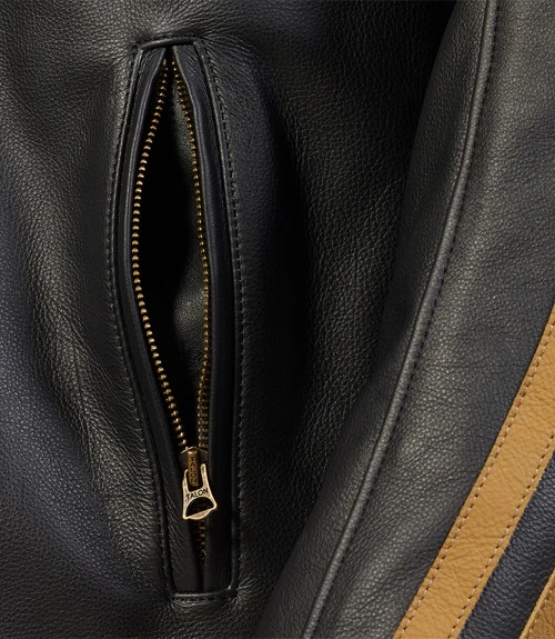 TRIUMPH BRADDAN SPORT LEATHER JACKET BLACK GOLD 8 TRIUMPH BRADDAN SPORT LEATHER JACKET BLACK GOLD - Image 6