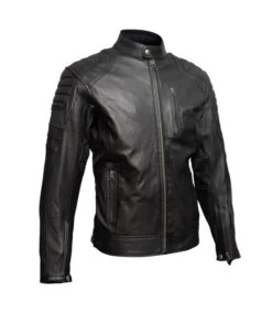 VENTI MENS DESCENT LEATHER JACKET BLACK